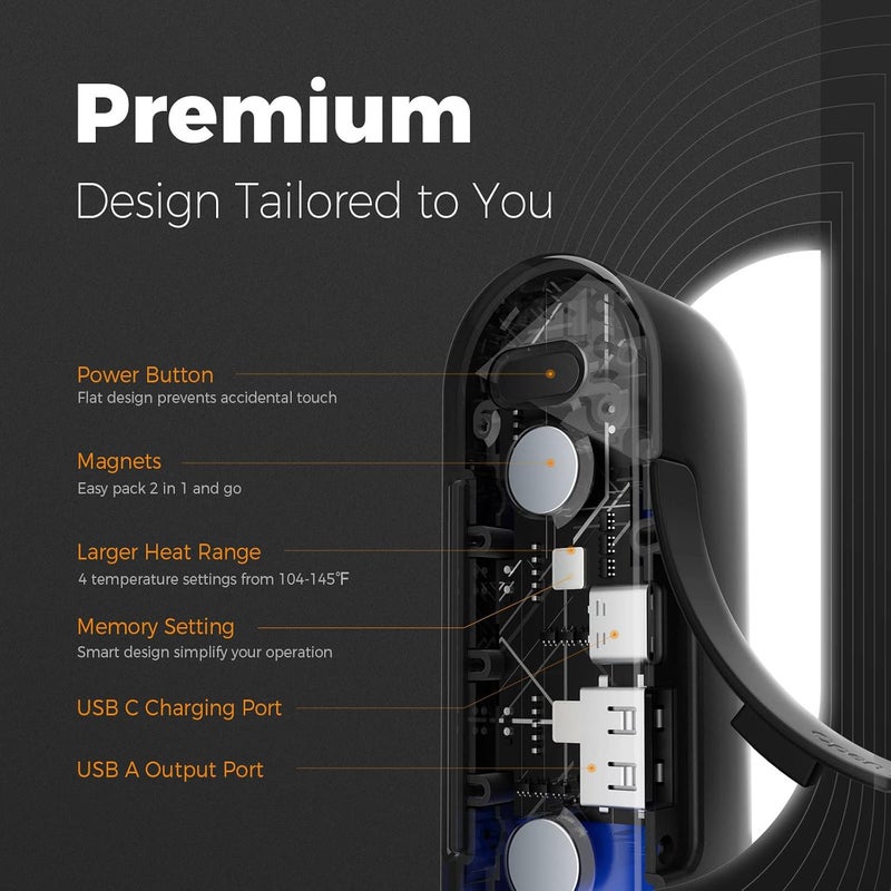 OCOOPA Hand Warmers Rechargeable 2 Pack, Magnetic Electric Handwarmer, 16 Hrs Warmth 4 Levels Heat Up to 145℉, USB-C Portable Charger 10000mAh, Raynauds, Golf, Tech Gifts for Men, Union UT2s(MagTwins) - Image 5